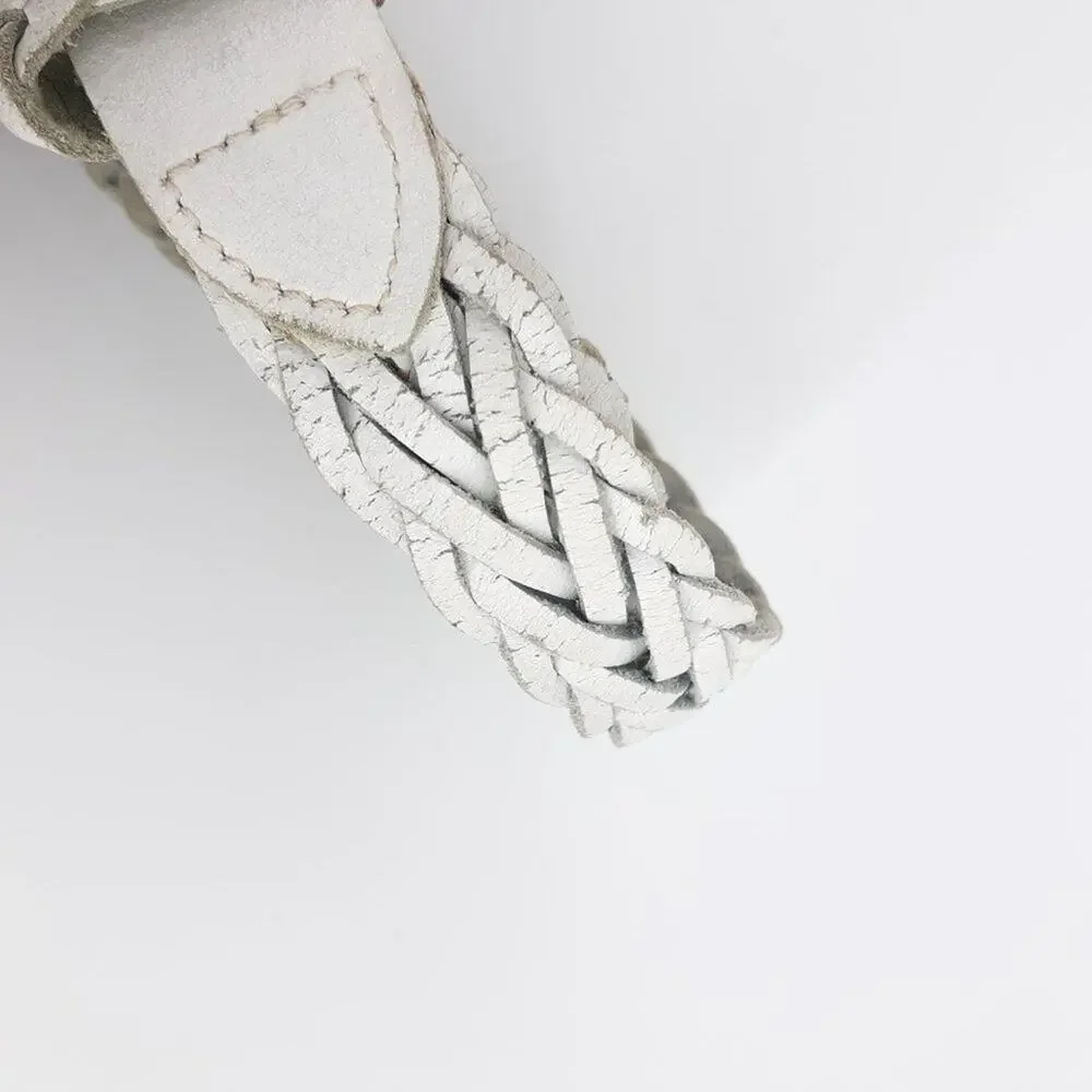 Womens Belt Large 80s White Leather Belt Women  Single Prong Buckle